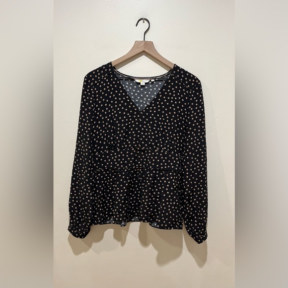 Boden Tops - Boden Black and Tan Flowy Spot Blouse Shirt - women’s size 10 R